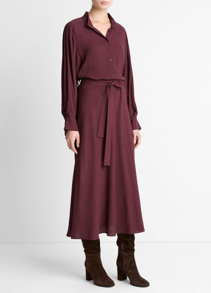 VINCE Crepe Collar-Stand Shirt Dress in Dresses