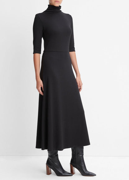 VINCE Elbow-Sleeve Turtleneck Dress in Dresses