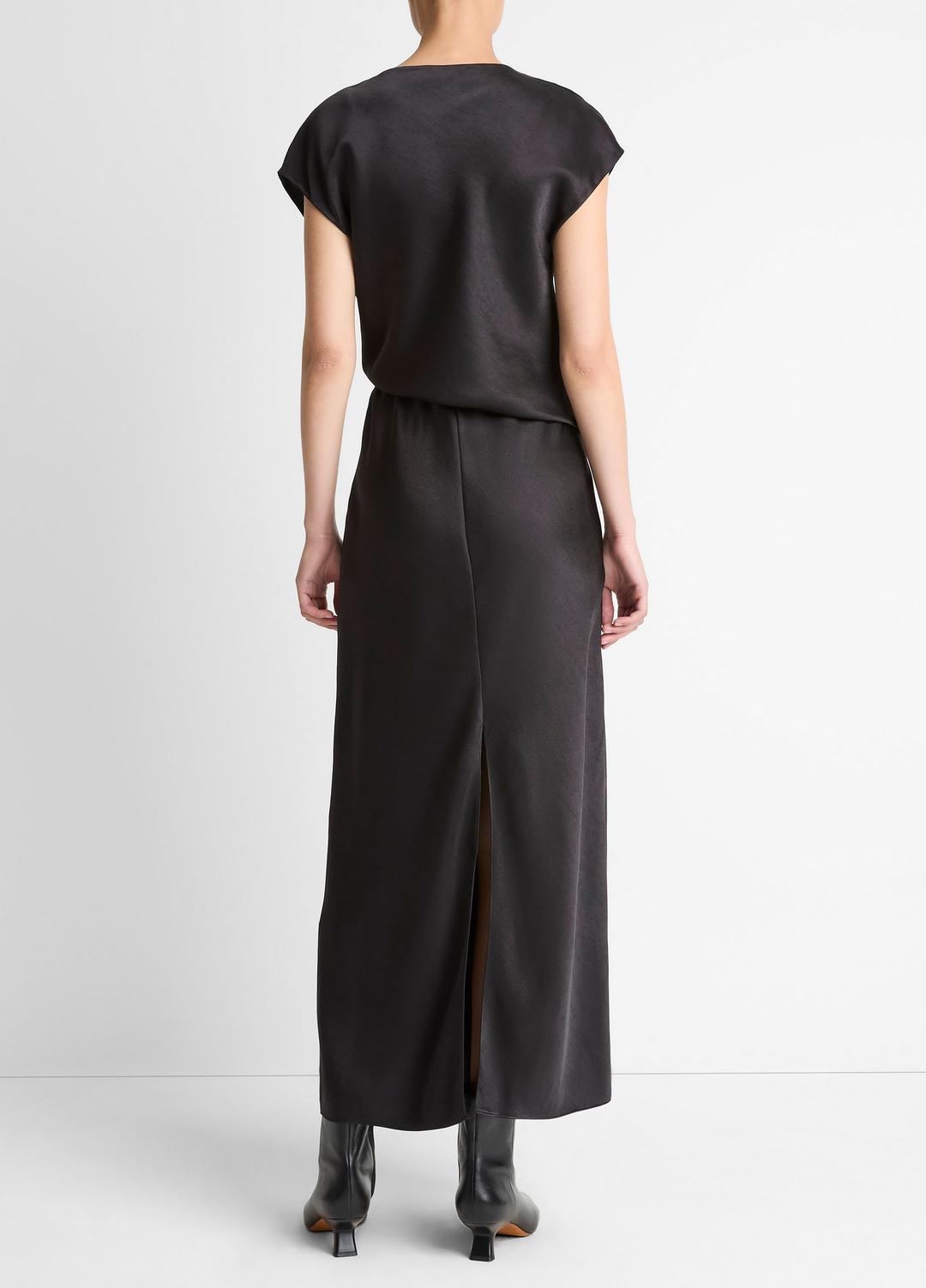 VINCE Draped Satin Cowl-Neck Dress in Dresses