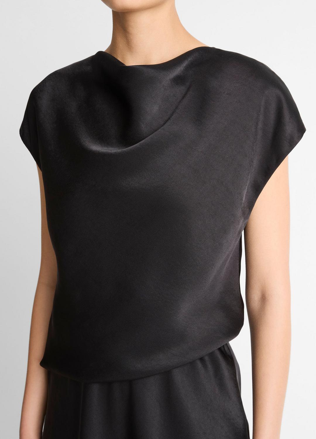 VINCE Draped Satin Cowl-Neck Dress in Dresses