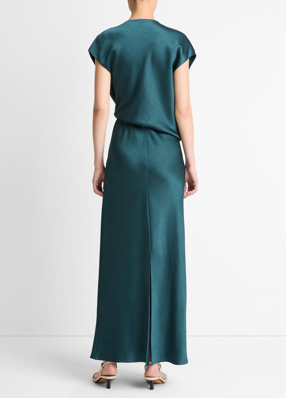 VINCE Draped Satin Cowl-Neck Dress in Dresses