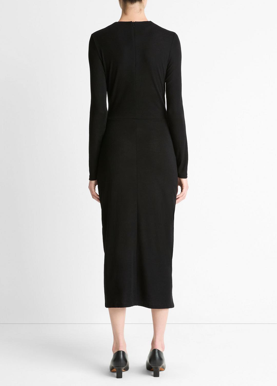 VINCE Cinched-Waist Wool-Blend Long-Sleeve Dress in Dresses