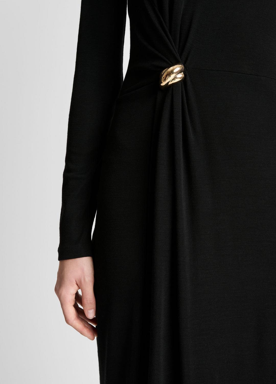 VINCE Cinched-Waist Wool-Blend Long-Sleeve Dress in Dresses