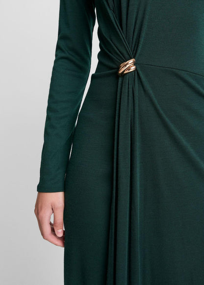 VINCE Cinched-Waist Wool-Blend Long-Sleeve Dress in Dresses