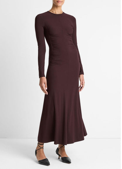 VINCE Ruched-Seam Long-Sleeve Dress in Dresses