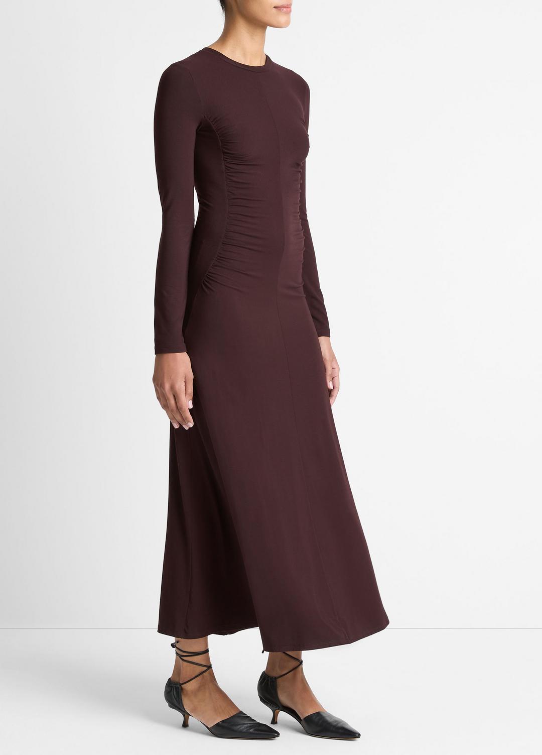 VINCE Ruched-Seam Long-Sleeve Dress in Dresses