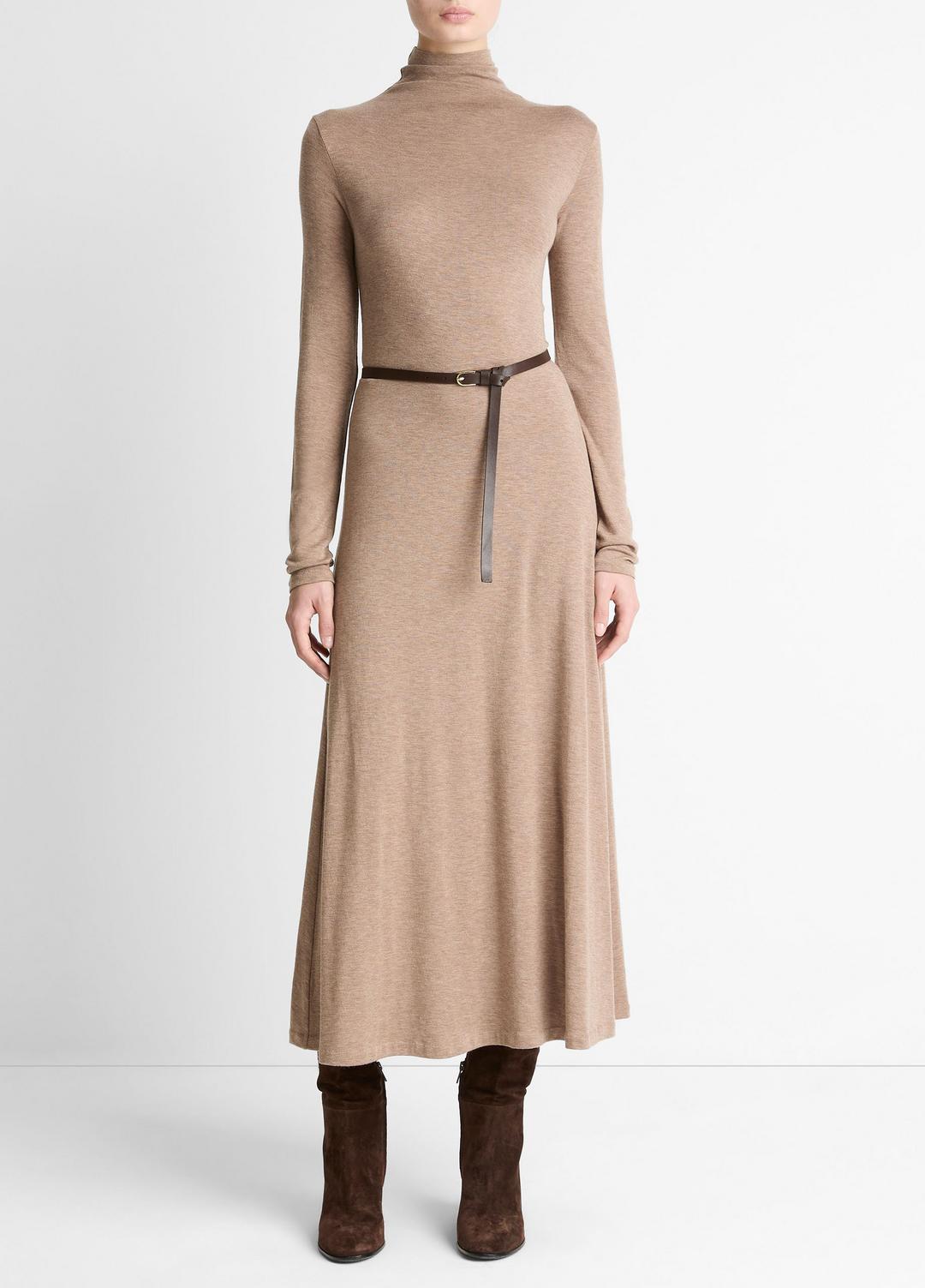 VINCE Cozy Jersey Funnel-Neck Long-Sleeve Dress in Dresses