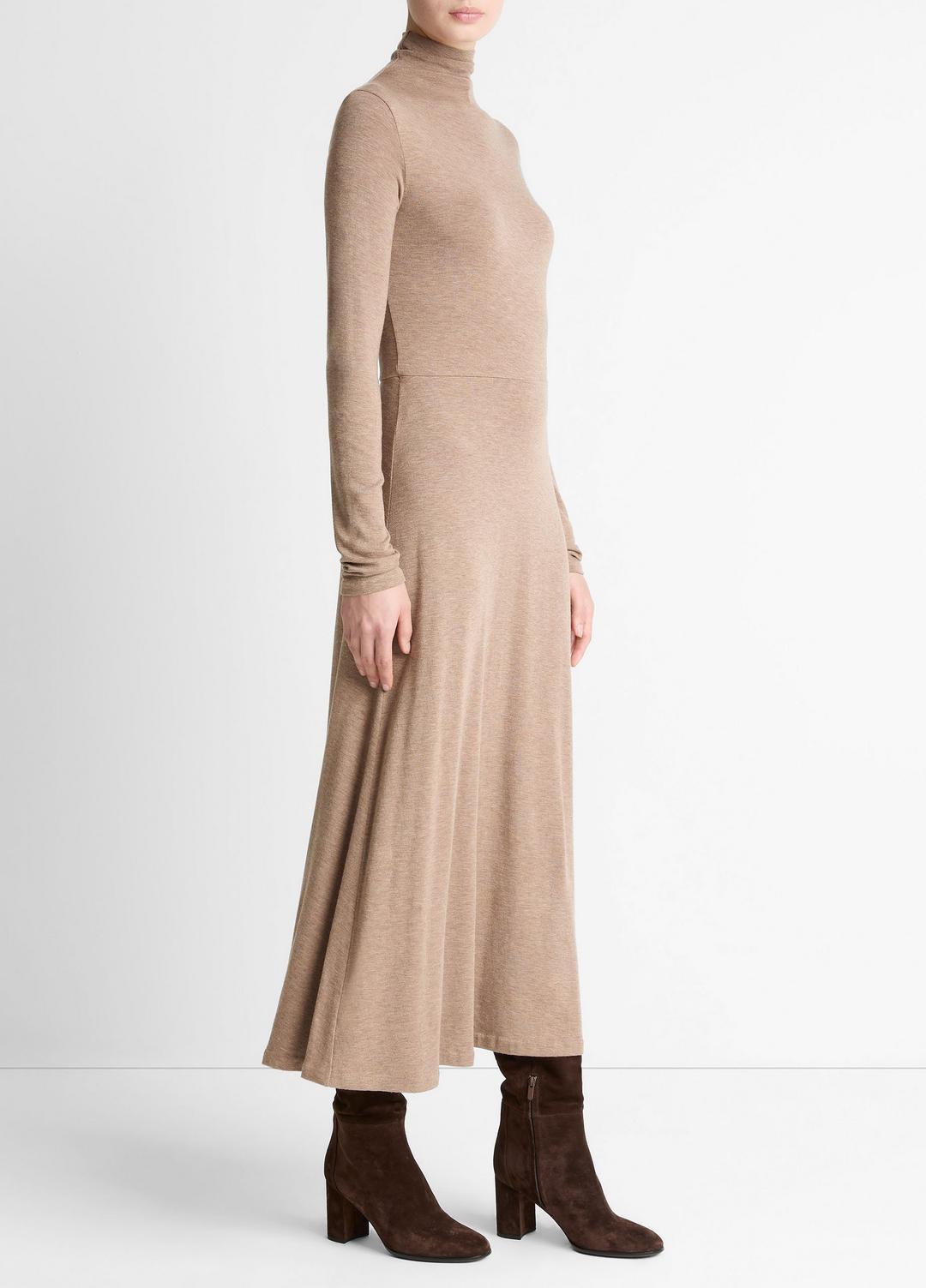 VINCE Cozy Jersey Funnel-Neck Long-Sleeve Dress in Dresses