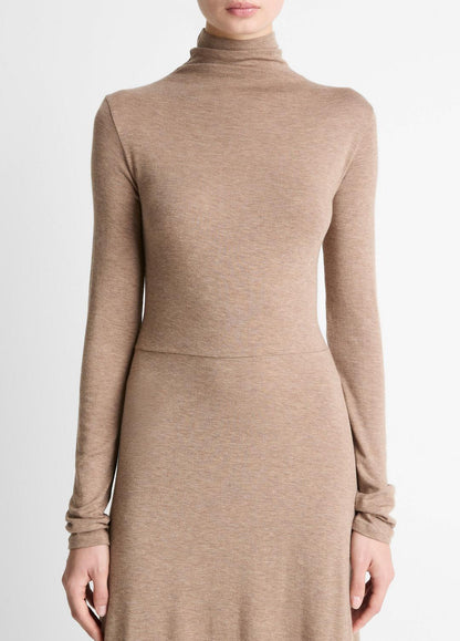 VINCE Cozy Jersey Funnel-Neck Long-Sleeve Dress in Dresses