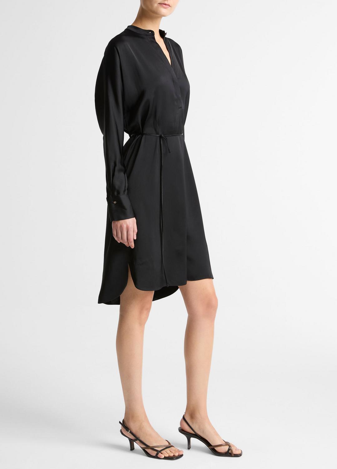 VINCE Matte Satin Band-Collar Dress in Dresses