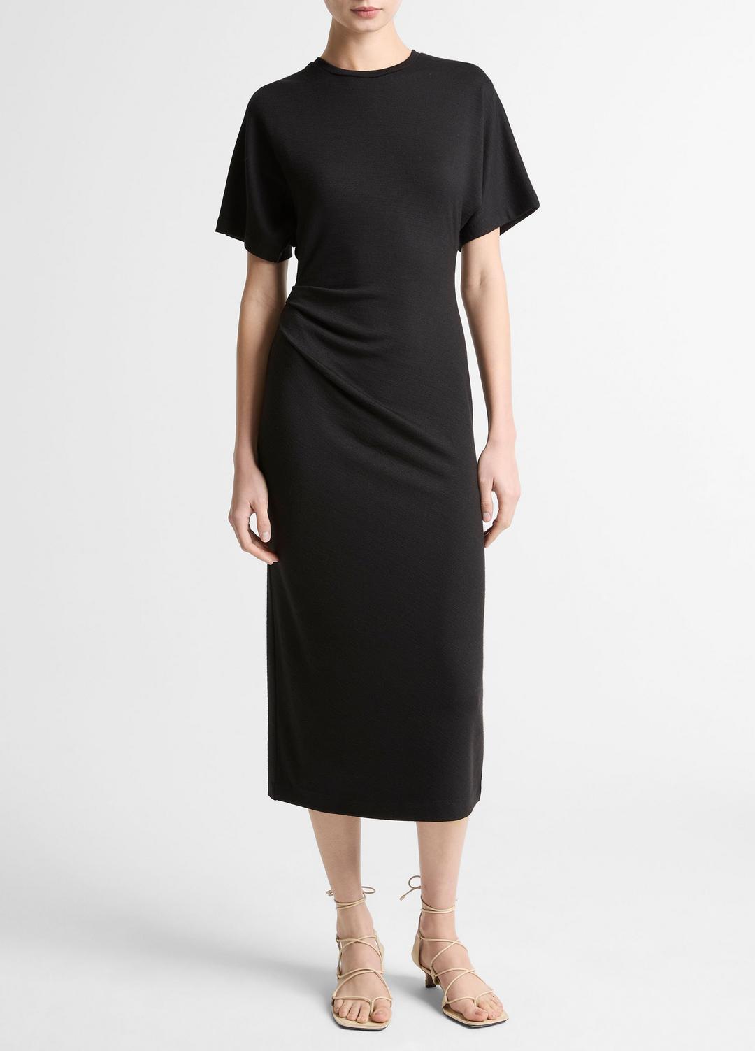 VINCE Ruched-Side Matte Jersey Short-Sleeve Dress in Dresses