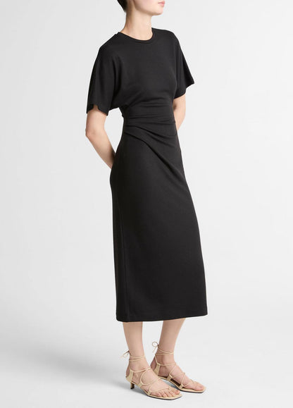 VINCE Ruched-Side Matte Jersey Short-Sleeve Dress in Dresses