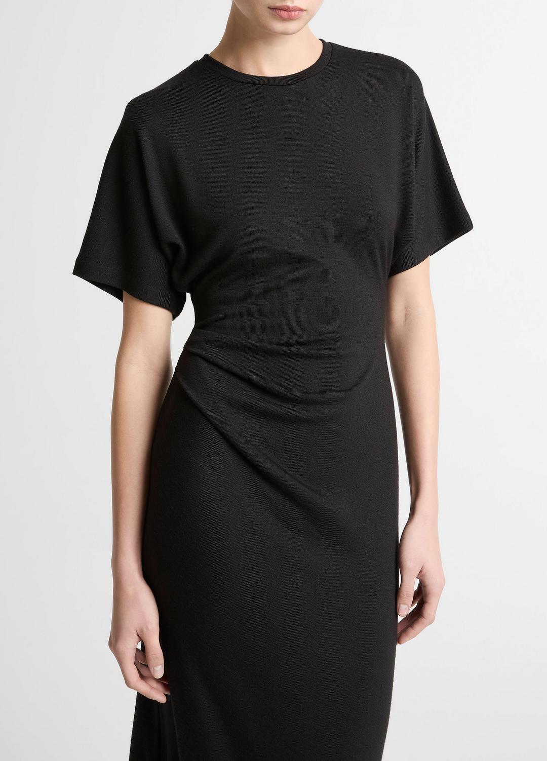 VINCE Ruched-Side Matte Jersey Short-Sleeve Dress in Dresses