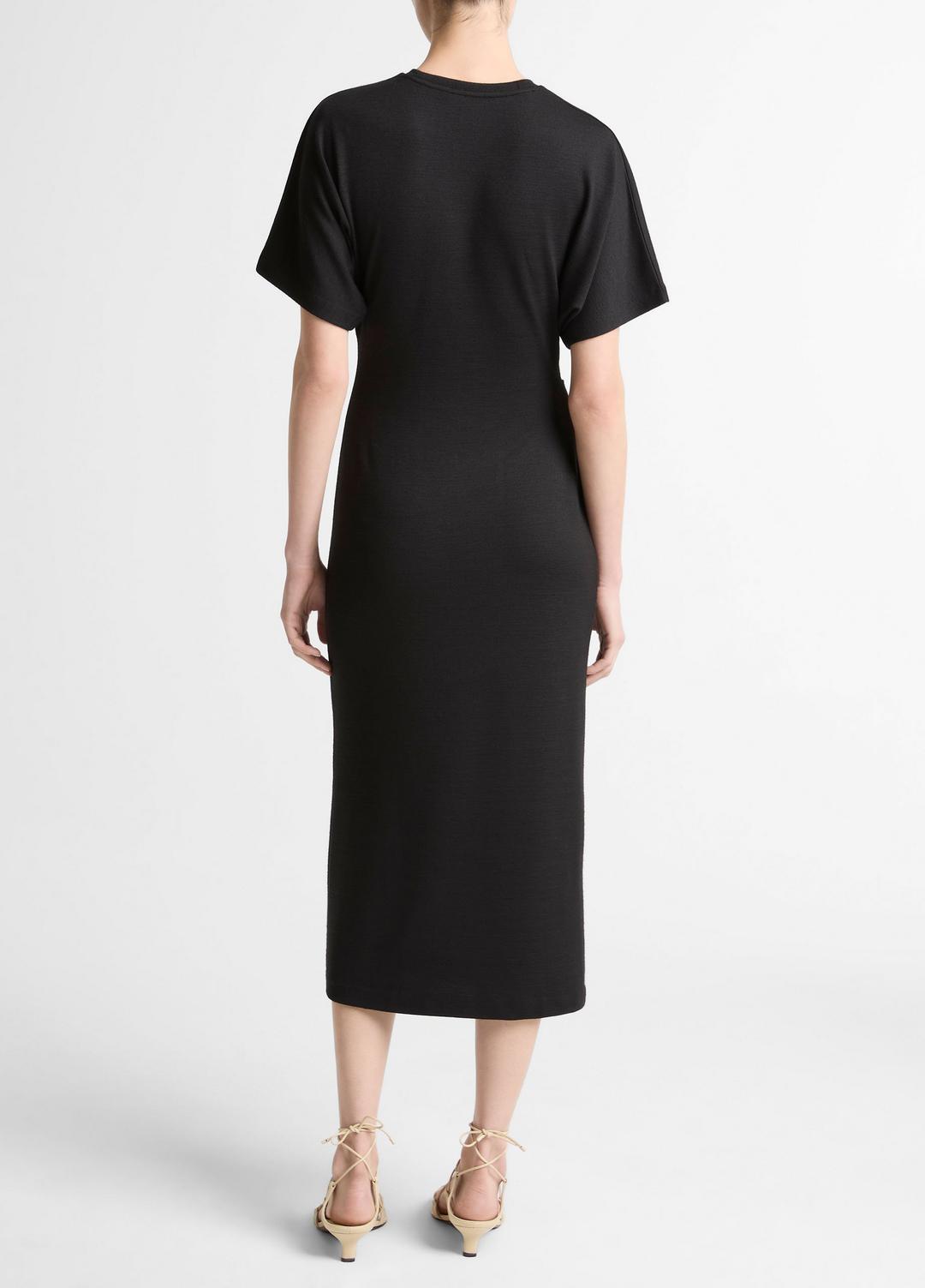 VINCE Ruched-Side Matte Jersey Short-Sleeve Dress in Dresses