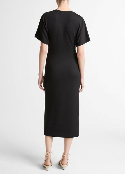 VINCE Ruched-Side Matte Jersey Short-Sleeve Dress in Dresses
