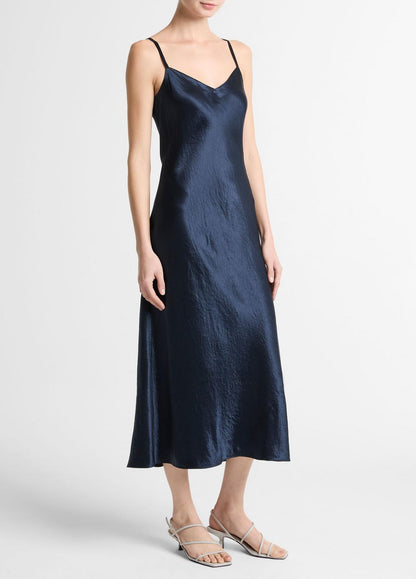 VINCE Satin V-Neck Slip Dress in Dresses