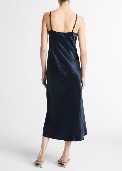 VINCE Satin V-Neck Slip Dress in Dresses