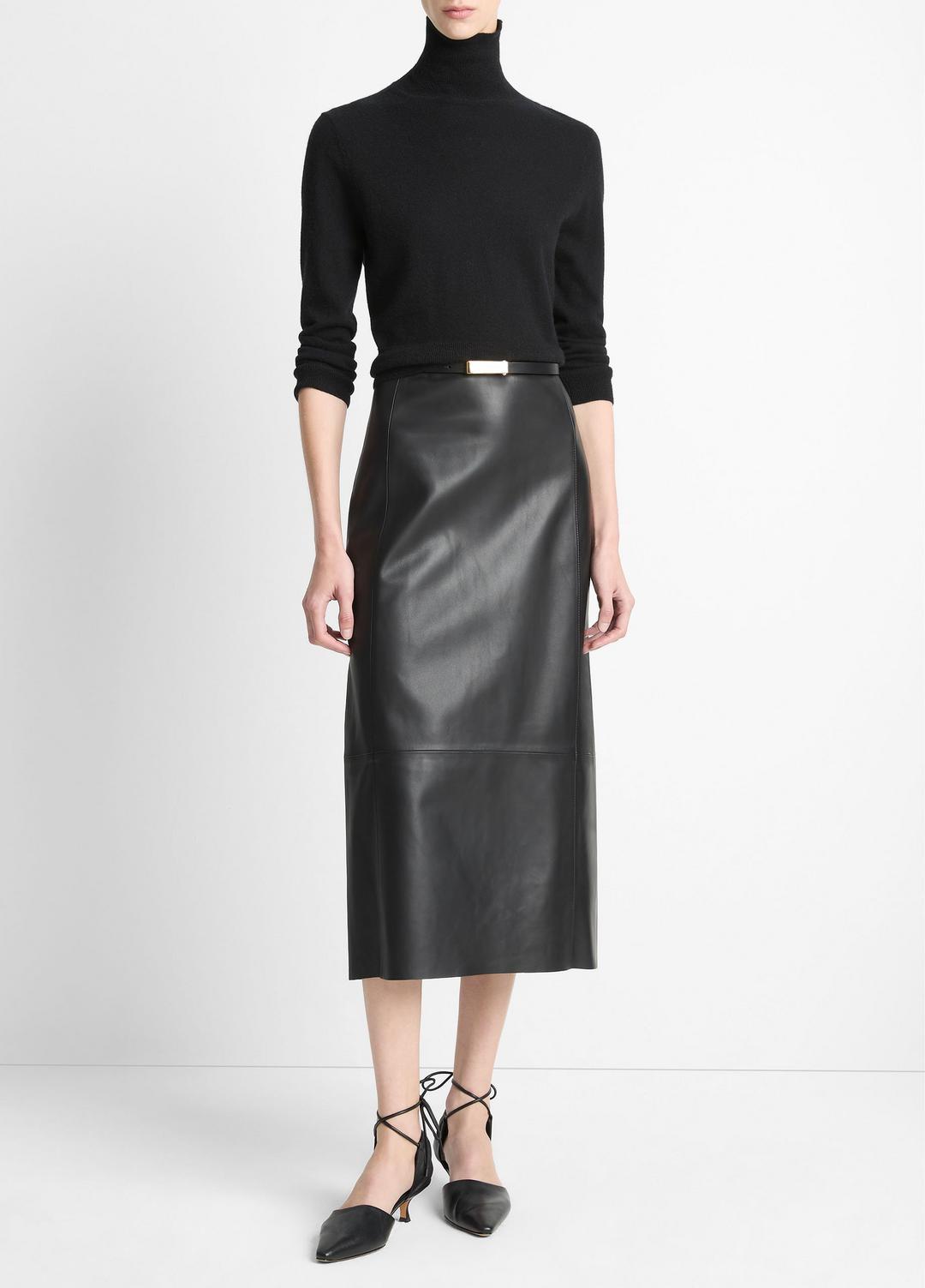 VINCE Leather Straight Skirt in Skirts