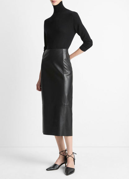 VINCE Leather Straight Skirt in Skirts