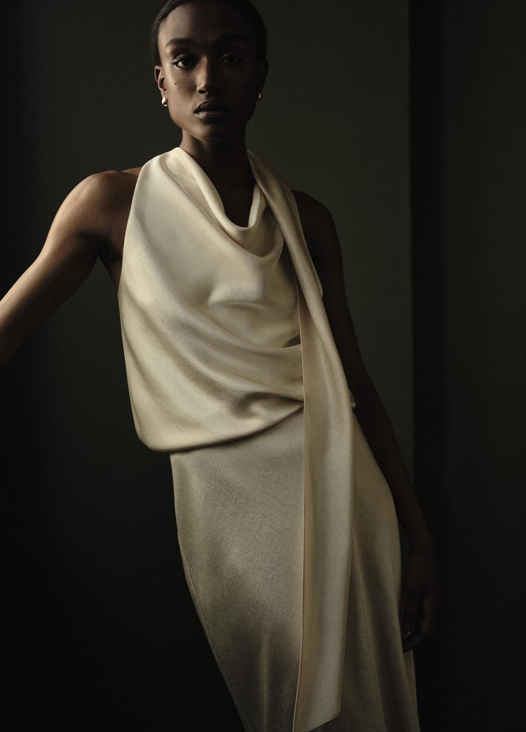 VINCE Satin Bias Column Skirt in Skirts