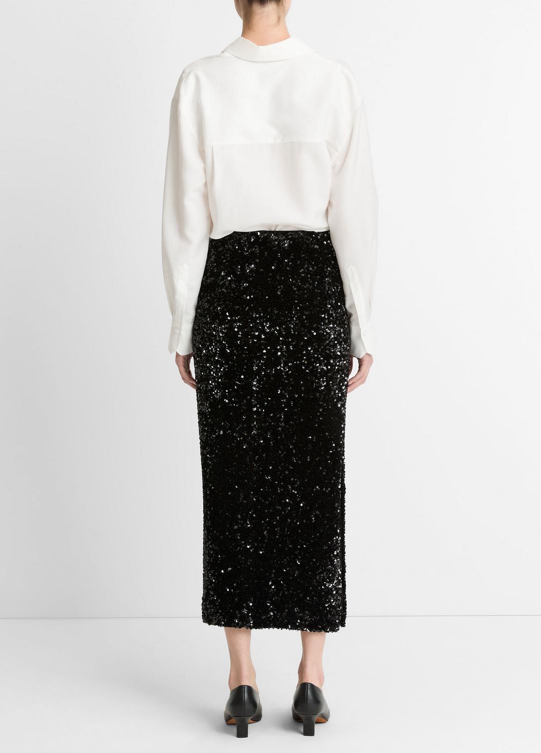 VINCE Sequined Velvet Column Skirt in Skirts