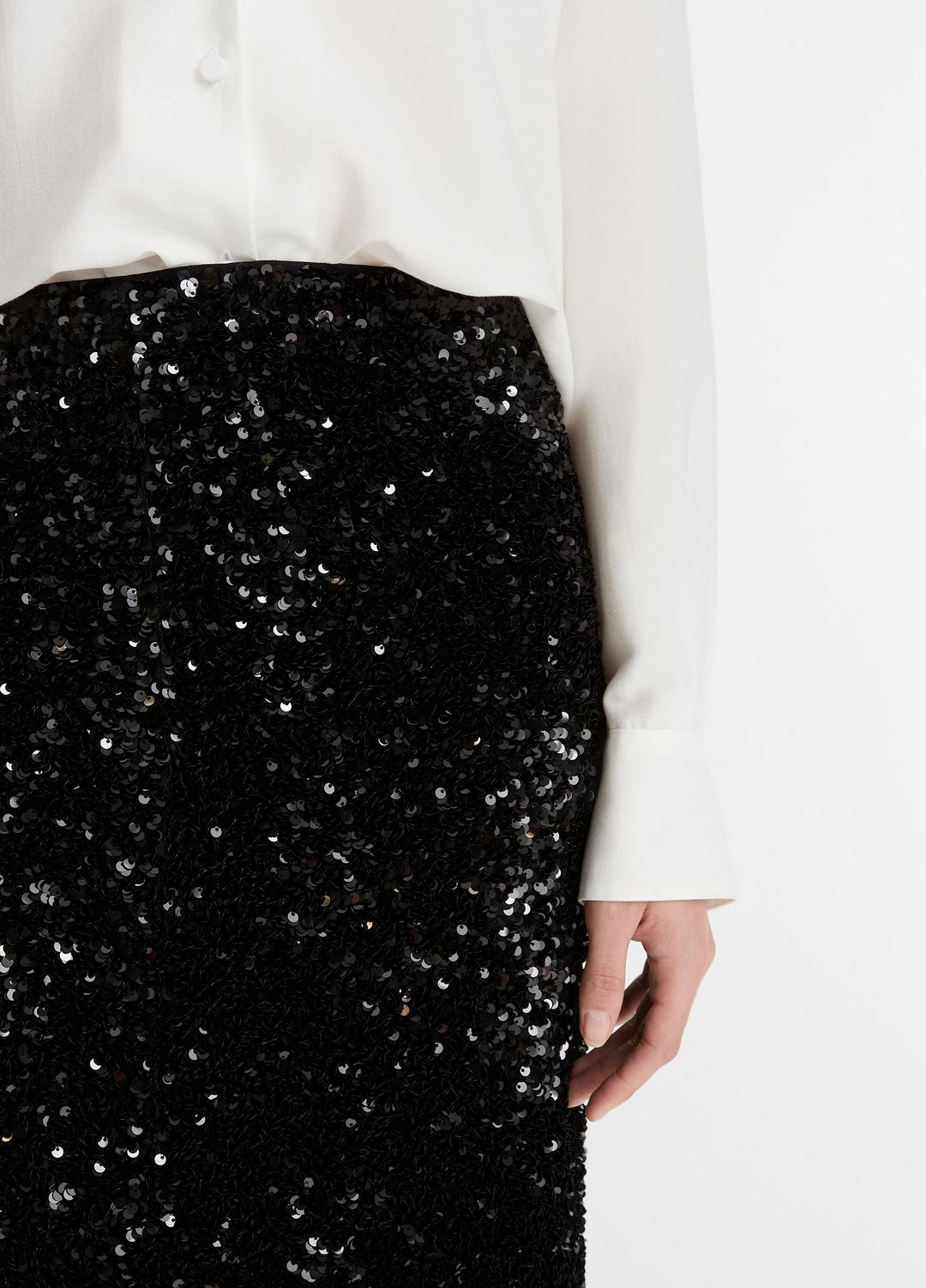 VINCE Sequined Velvet Column Skirt in Skirts