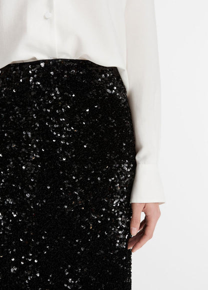 VINCE Sequined Velvet Column Skirt in Skirts