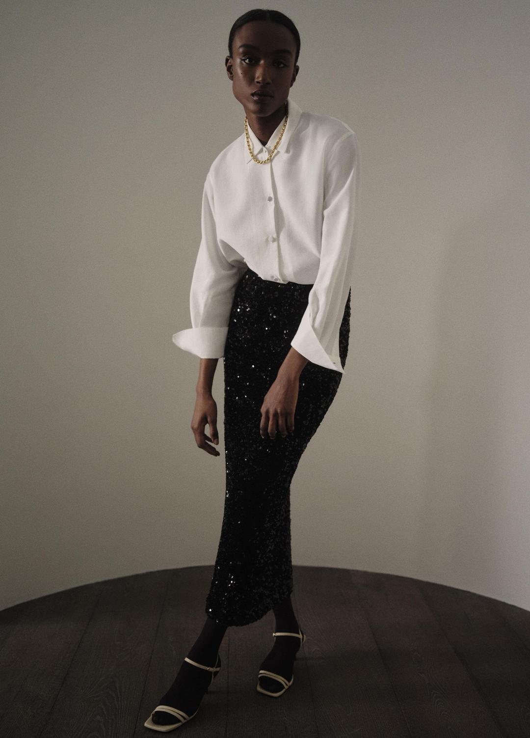 VINCE Sequined Velvet Column Skirt in Skirts