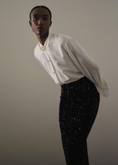 VINCE Sequined Velvet Column Skirt in Skirts