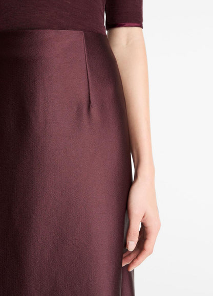 VINCE Satin A-Line Knee Skirt in Skirts