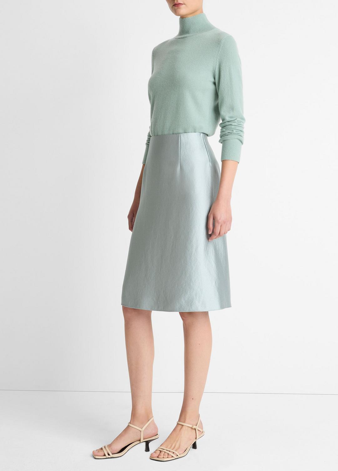 VINCE Satin A-Line Knee Skirt in Skirts