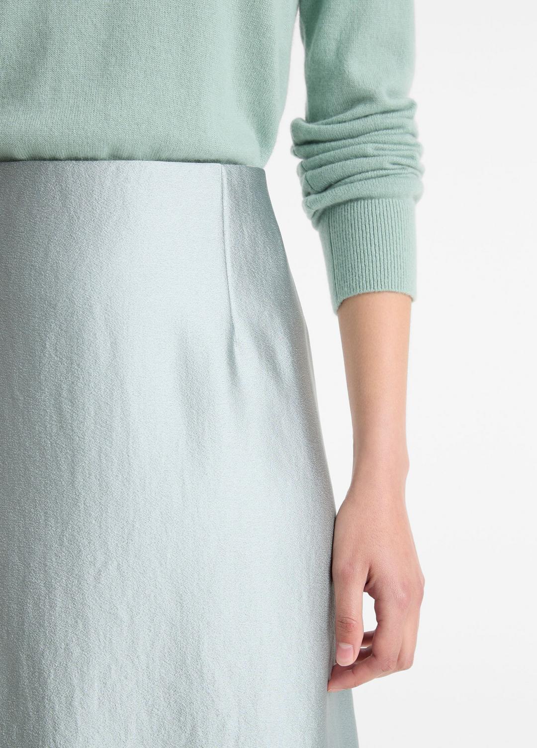 VINCE Satin A-Line Knee Skirt in Skirts