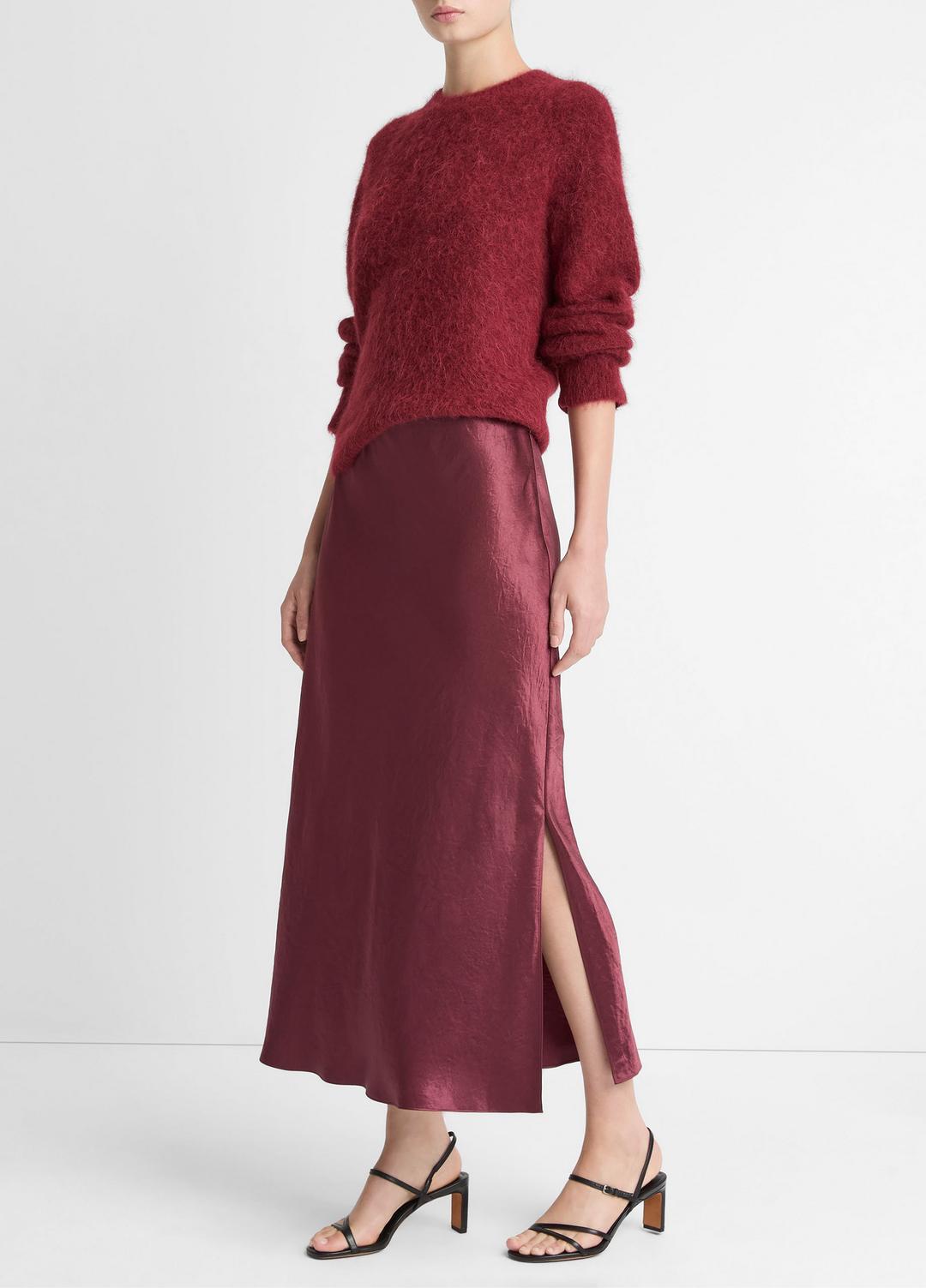 VINCE Satin Side-Slit Slip Skirt in Skirts