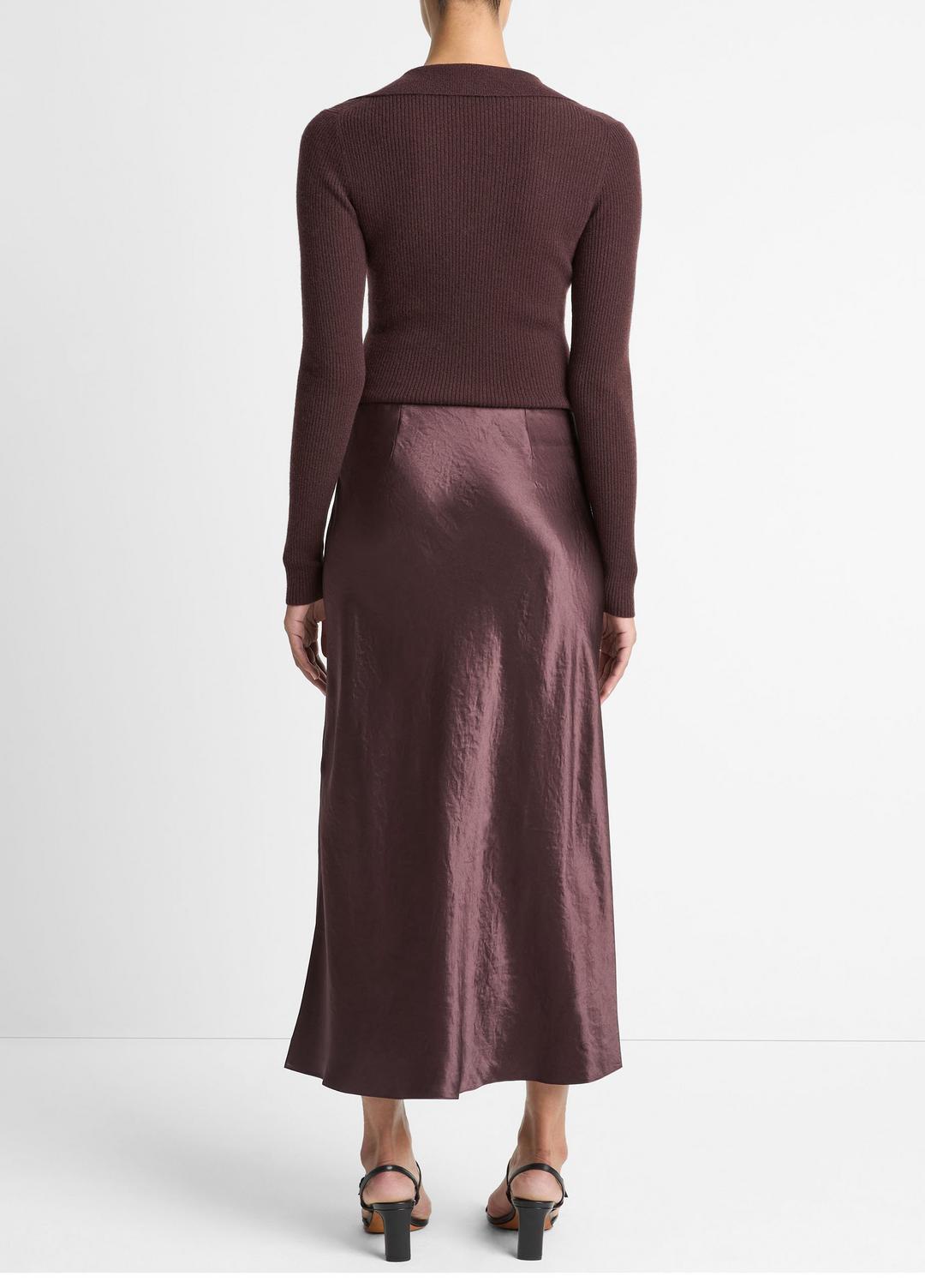 VINCE Satin Side-Slit Slip Skirt in Skirts