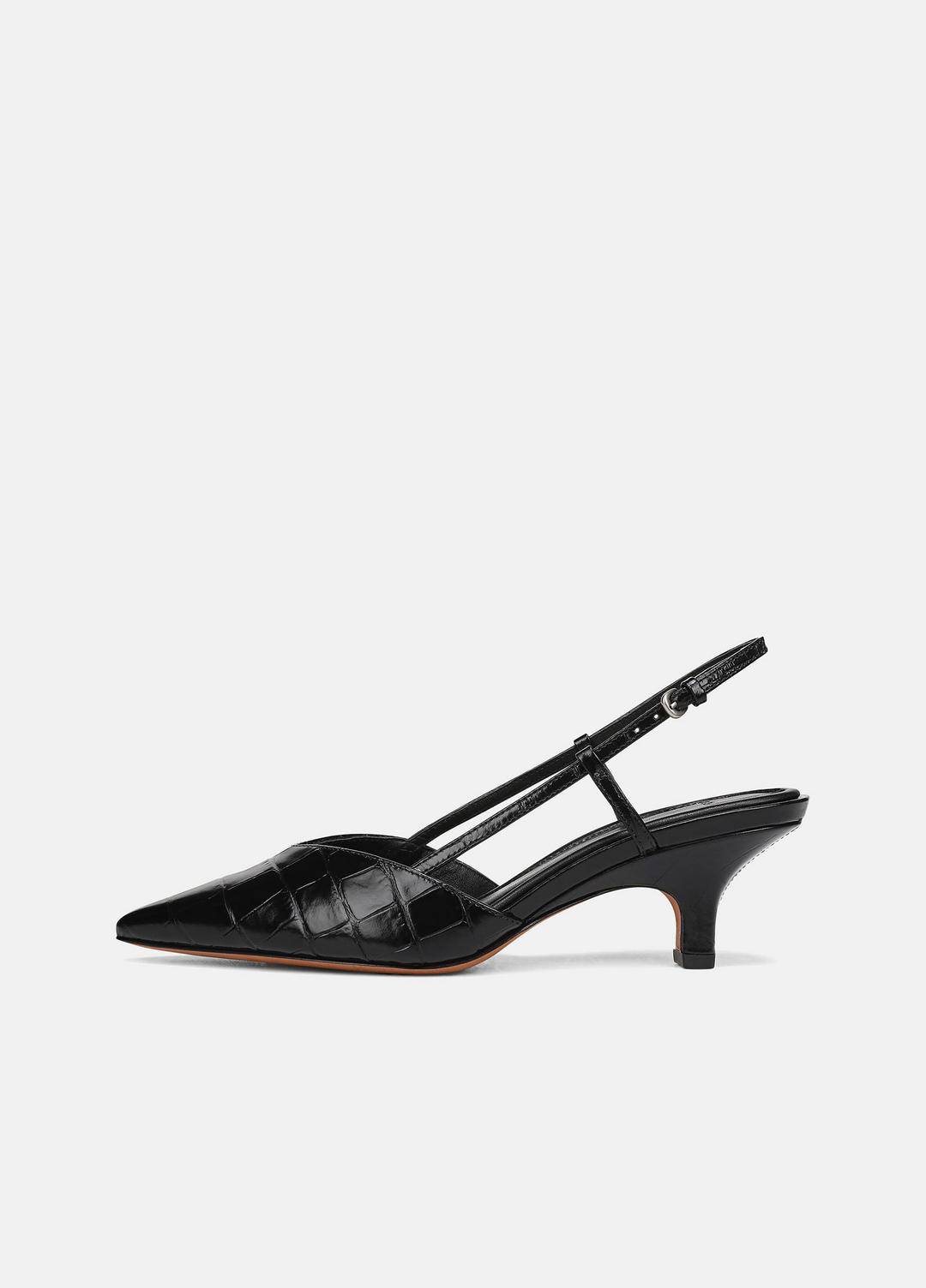 VINCE Levvy Croc-Embossed Leather Slingback Heel in Heels