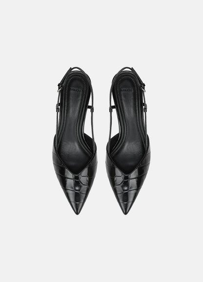 VINCE Levvy Croc-Embossed Leather Slingback Heel in Heels