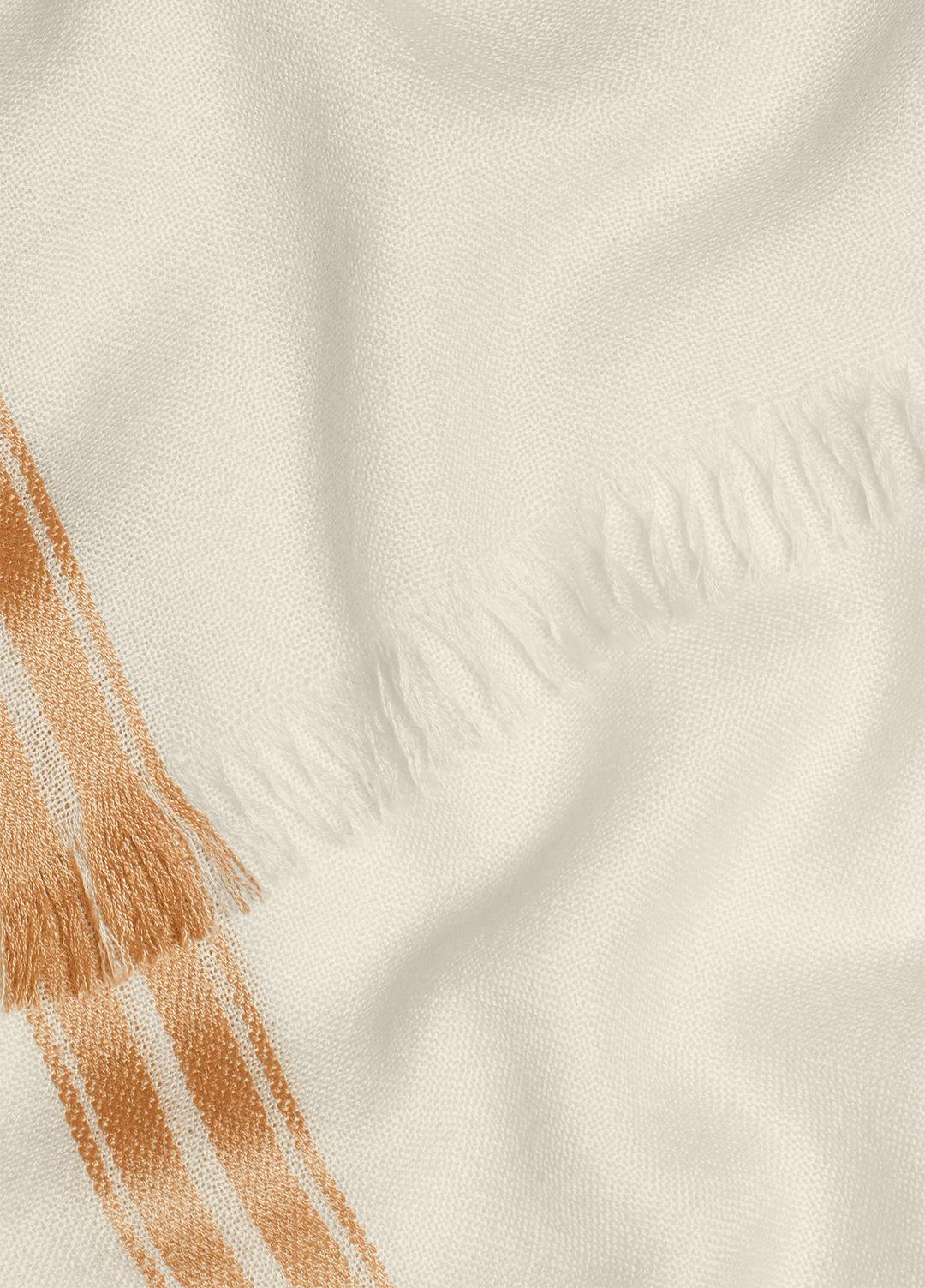 VINCE Border-Stripe Cashmere-Silk Satin Twill Scarf in Scarves & Hats