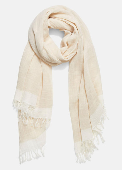 VINCE Border-Stripe Cotton Scarf in Scarves & Hats