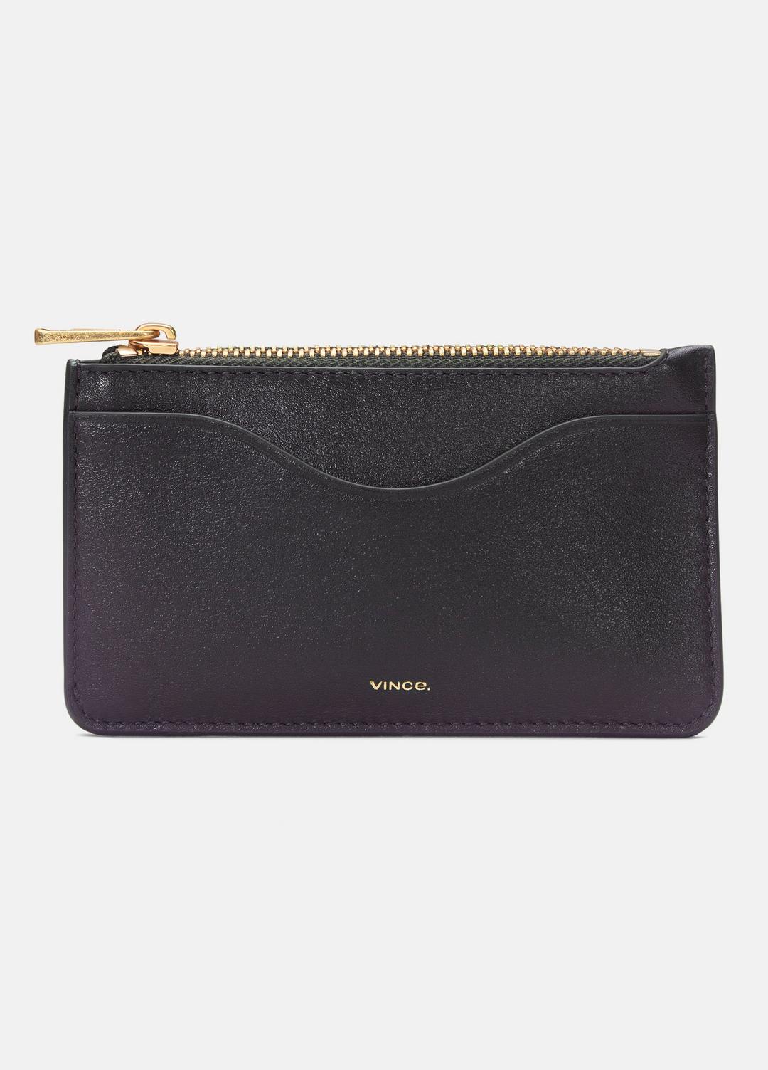 VINCE Leather Zip-Top Card Case in Handbags
