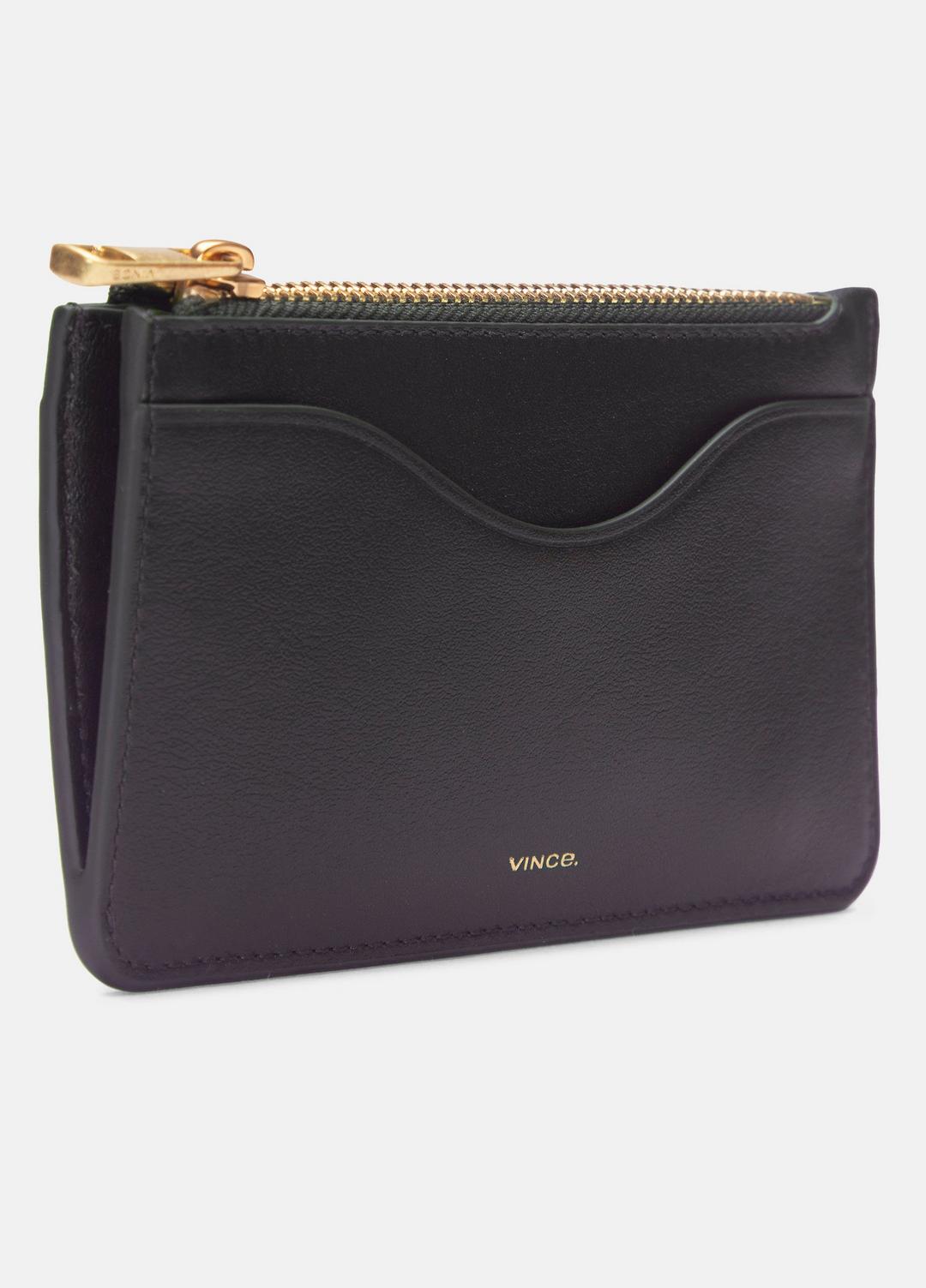 VINCE Leather Zip-Top Card Case in Handbags