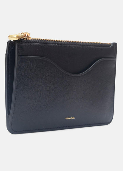 VINCE Leather Zip-Top Card Case in Handbags