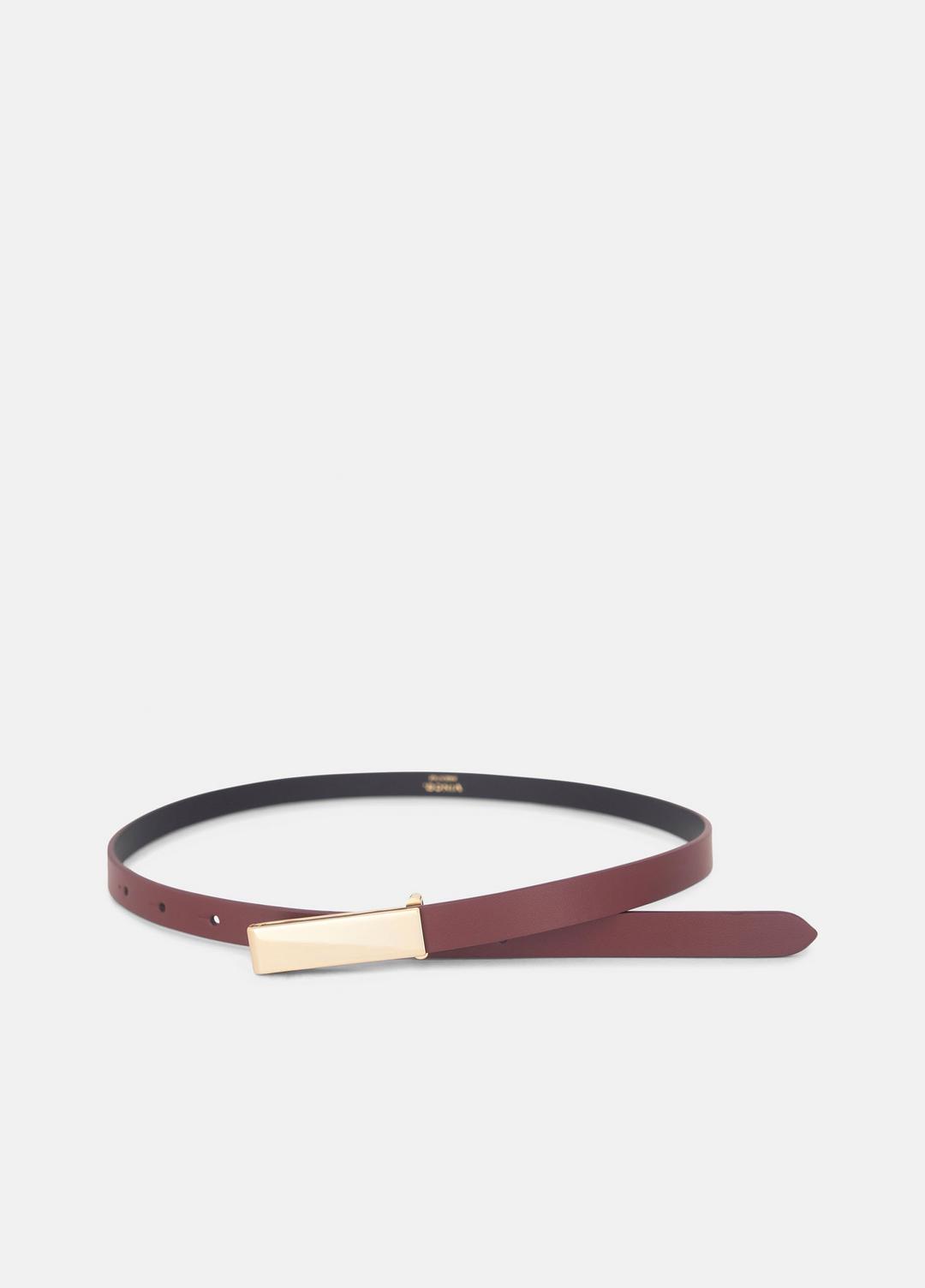VINCE Women's 15mm Elongated Plaque Leather Belt in Belts