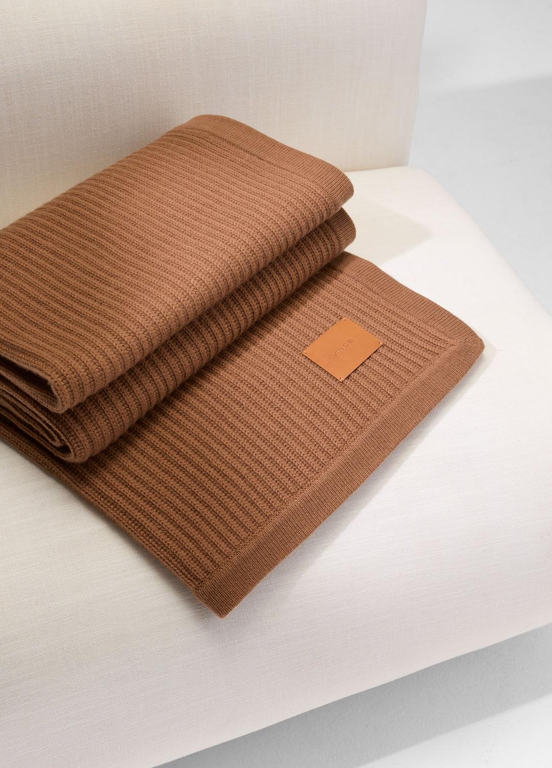 VINCE Wool and Cashmere Cardigan-Stitch Throw in Pillows & Blankets