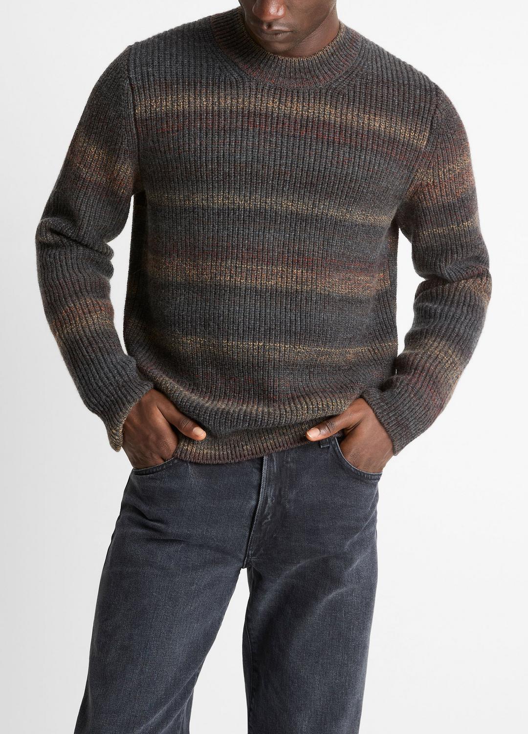 VINCE Space-Dye Shaker Wool-Blend Sweater in Crew Neck