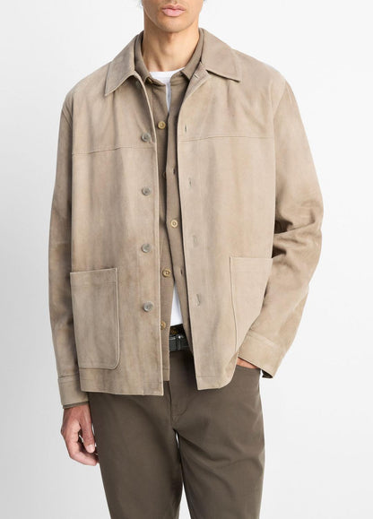 VINCE Suede Shirt Jacket in Shirt Jackets