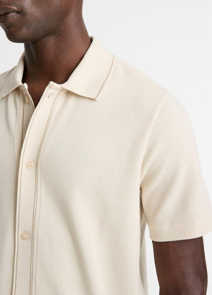 VINCE Jacquard-Knit Cotton Short-Sleeve Button-Front Shirt in Short Sleeve