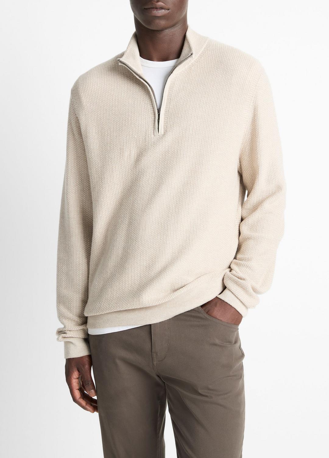 VINCE Geo-Jacquard Wool-Blend Quarter-Zip Sweater in Quarter Zip