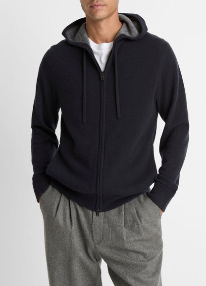VINCE Cashmere Zip-Front Hoodie in Cashmere