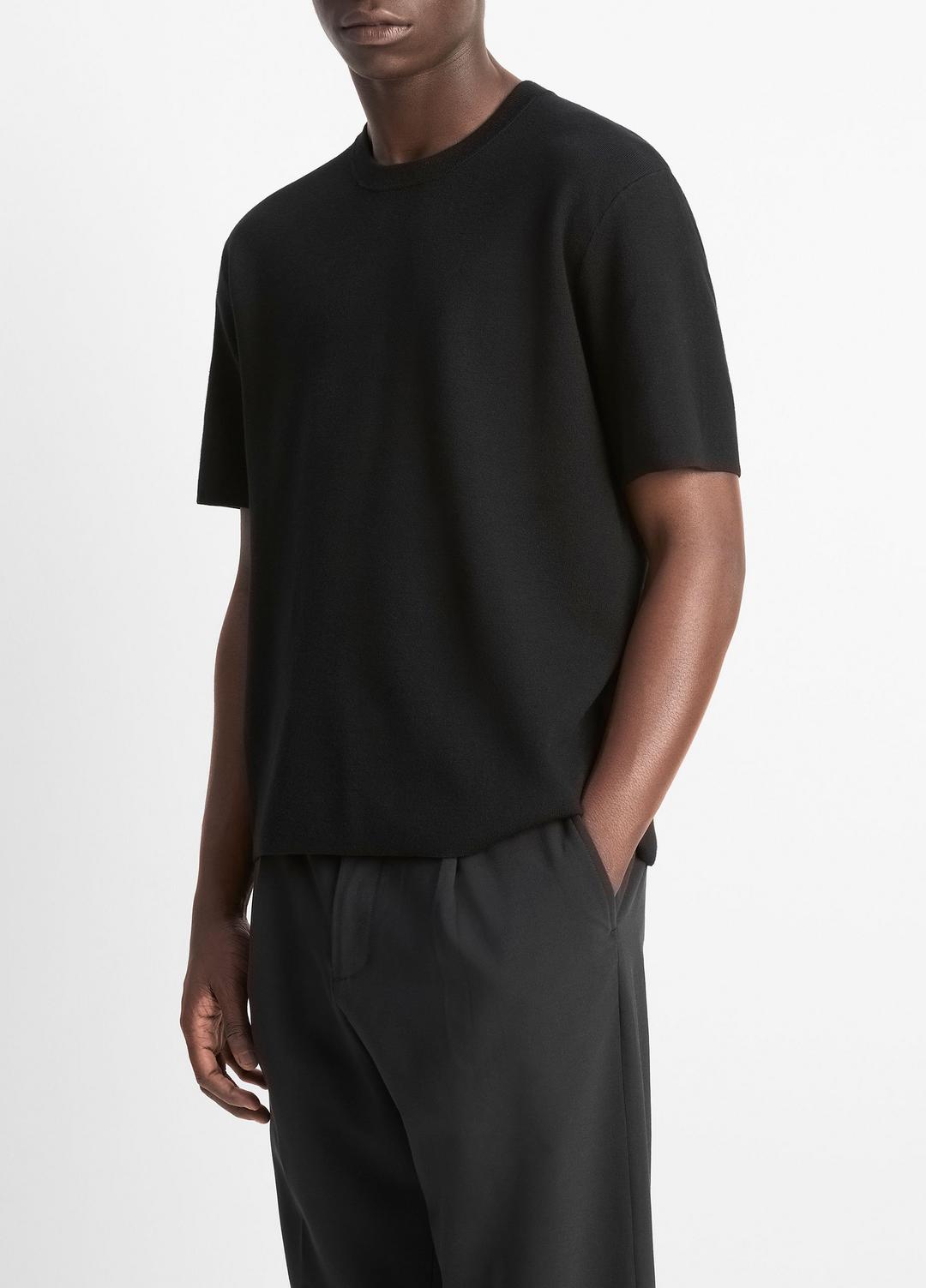 VINCE Milano Short-Sleeve Crew Neck Sweater in Crew Neck