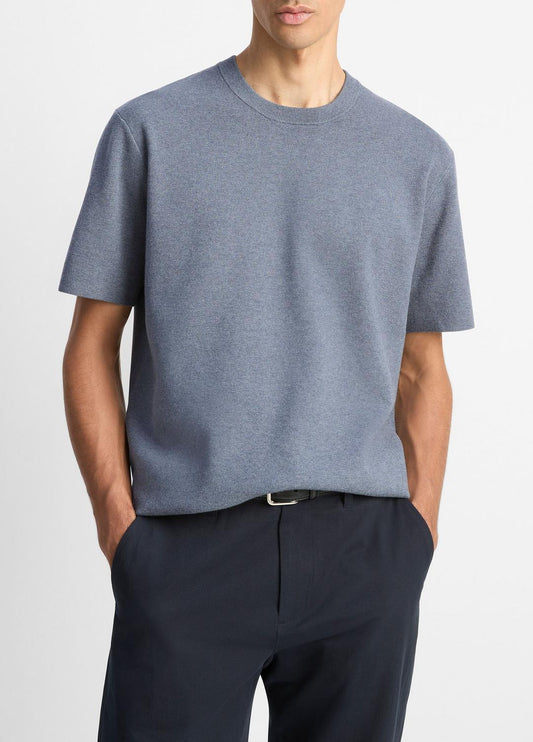 VINCE Milano Short-Sleeve Crew Neck Sweater in Crew Neck